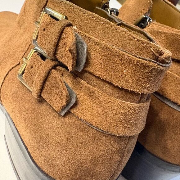 Sam Edelman Petal Ankle Bootie Brown Suede Buckle Zip Ankle Boot Size 7 - Picture 10 of 12
